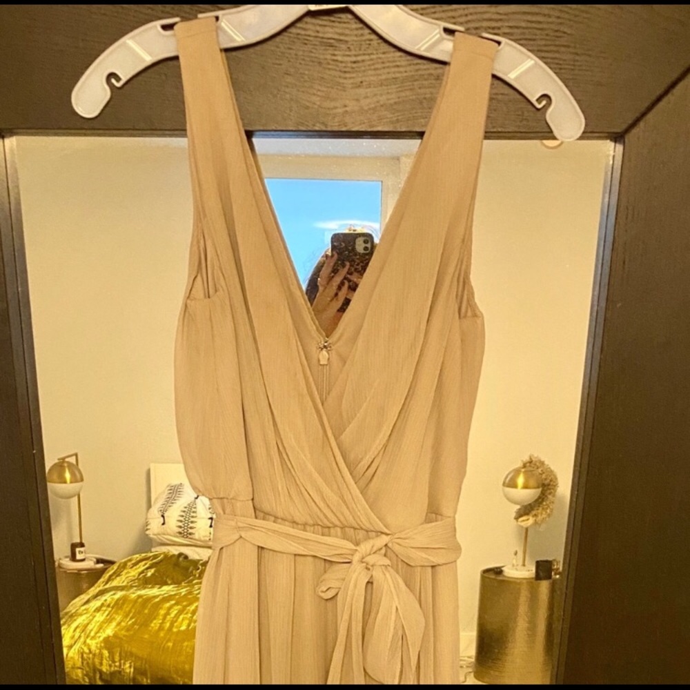 David’s bridal brides maid dress biscotti